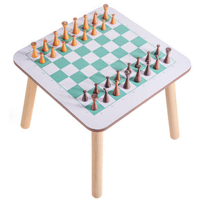 Mesa infantil cuadrada con tablero de ajedrez