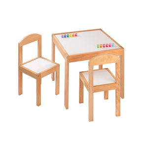 Set infantil 2 sillas y mesa madera vista frontal