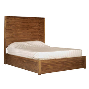Cama minimalista en nogal con diseño moderno
