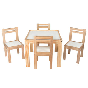 Mesa y 4 sillas infantiles estilo Montessori

