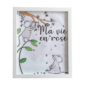 Cuadro infantil “Ma vie en rose” en marco blanco